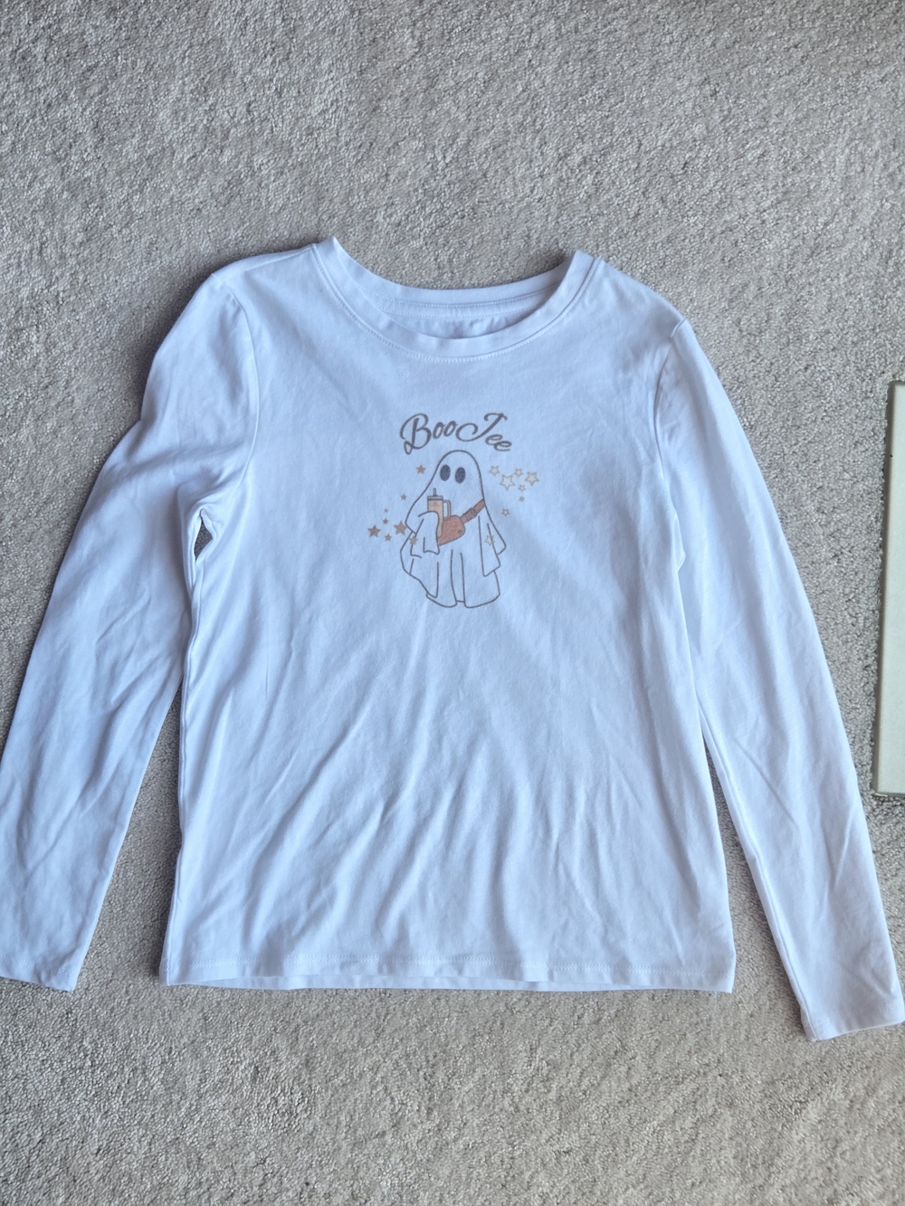 Cat & Jack White Long-Sleeve 'Boo Tee' Ghost Graphic Shirt